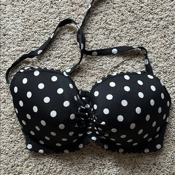 Black and White Polka Dot Bikini Top - Picture 1 of 3
